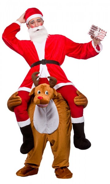 Disfraz de Santa Claus montando a cuestas