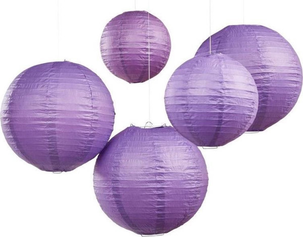 5 lanternes boho fleurs violettes