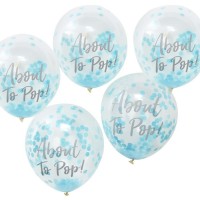 5 balonów Oh Baby konfetti niebieskie 30cm