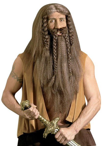Peluca de guerrero vikingo con barba