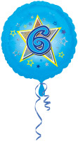 Foil balloon number 6 in light blue