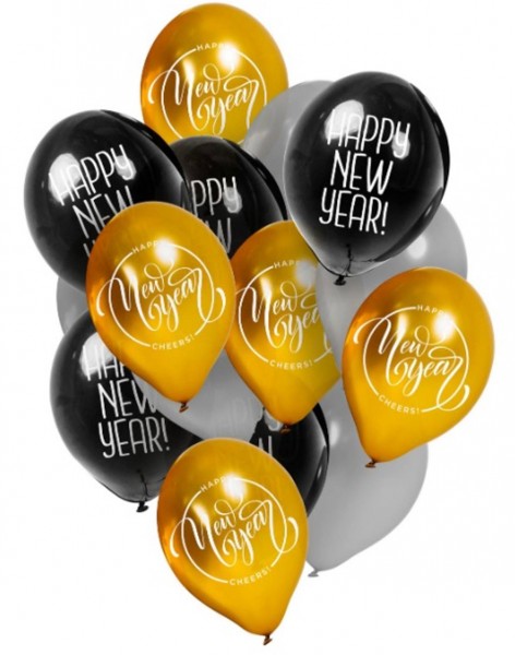 Happy New Year Set Heliumflasche mit Ballons und Band 4