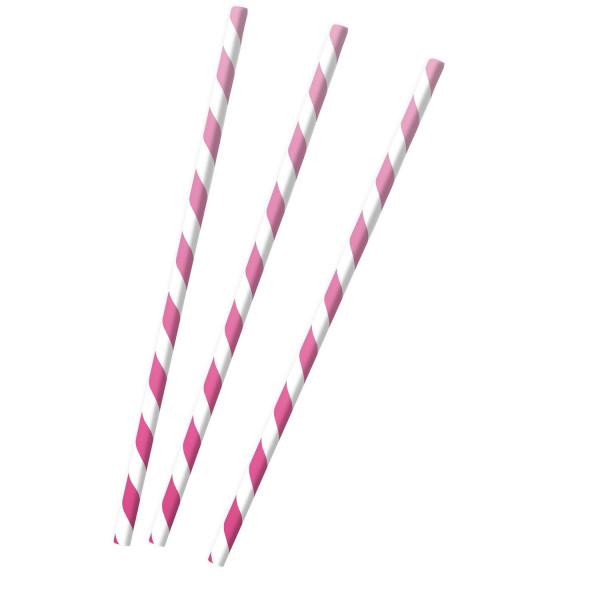 12 Shiny Pink Paper Straws