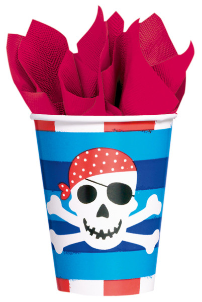 8 pirate treasure paper cups 266ml