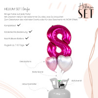 Vorschau: XXL Zahl 8 Pink Ballonbouquet-Set mit Heliumbehälter