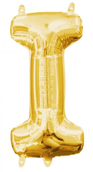 Mini folie ballon bogstav I guld 35 cm