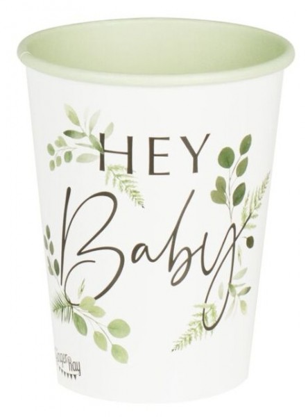8 Botanical Babyparty Pappbecher 266ml