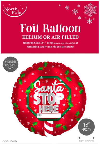 Ballon aluminium personnalisé Santa Stop 45cm