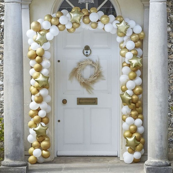 Casa de campo Navidad guirnalda de globos oro