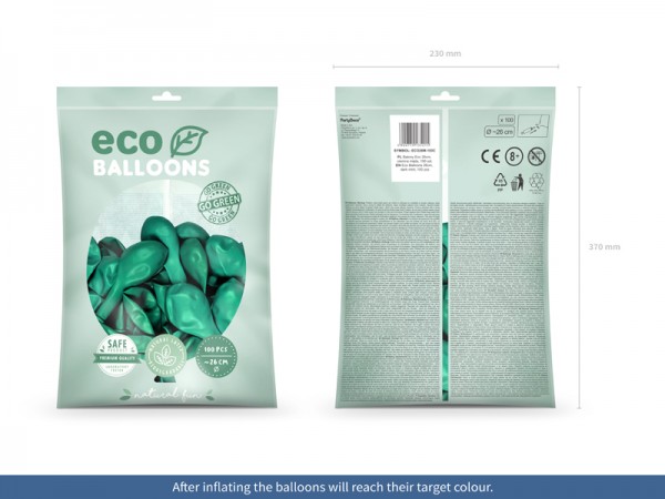 100 globos metálicos Eco verde jade 26cm