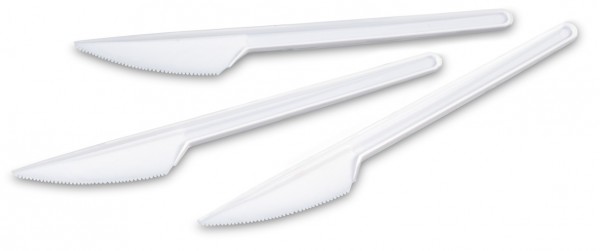 25 couteaux de buffet blanc 16,5 cm