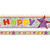 Foil banner 2nd birthday holographic 2.7m