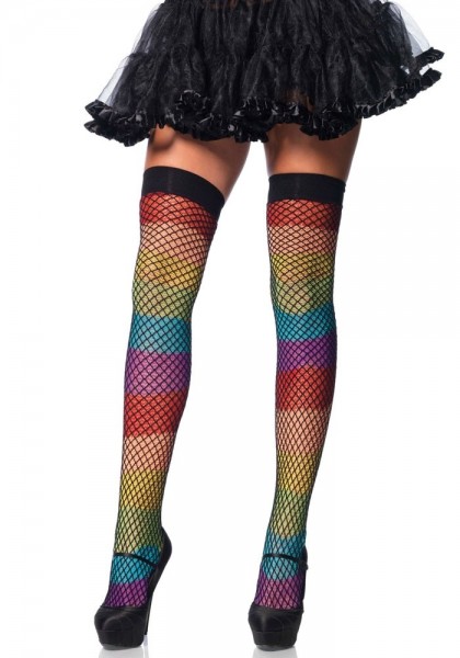 Rainbow overknee fishnet stockings