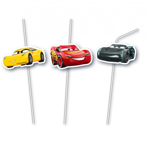 6 Cars 3 Evolution Flexi straws with figures