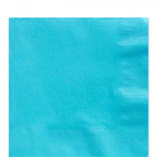 125 serviettes monochromes turquoise 33cm