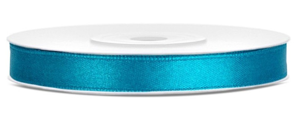 25m satin gift ribbon turquoise 6mm wide