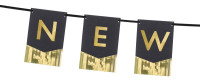 Vista previa: Cadena de banderines de Año Nuevo negro y dorado 3,5m