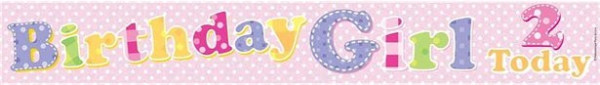 Banner foil 2° compleanno Birthday Girl 2,6 m 2