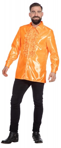 Oranje gegolfd overhemd voor heren