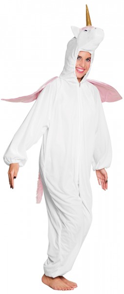 Costume de licorne en peluche en blanc-rose