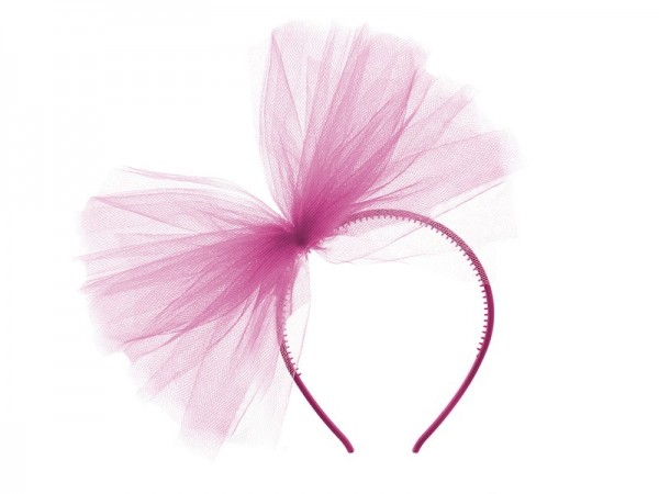 Fascia per capelli rosa Isi con decorazioni in tulle