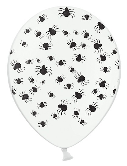 6 spider latex balloons white 30cm