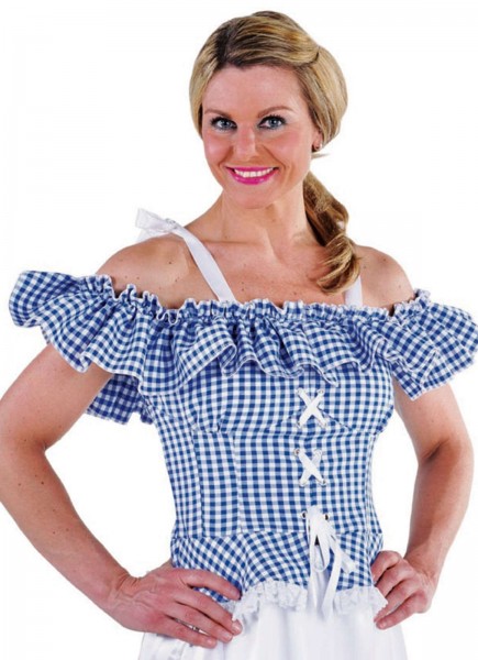 Blue checked ladies traditional blouse