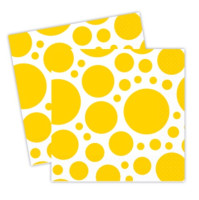 20 serviettes à pois jaunes