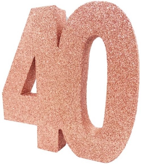 Decoración de mesa número 40 en oro rosa 20cm