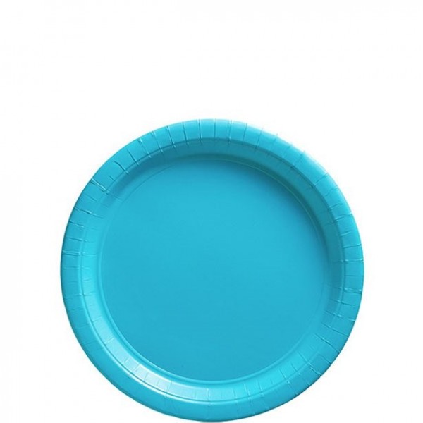 50 plain-colored paper plates, turquoise-blue 17cm