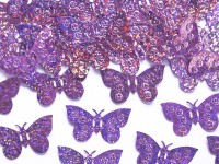 Förhandsgranskning: Lila holografiska fjärilsströssel 35 x 21 mm