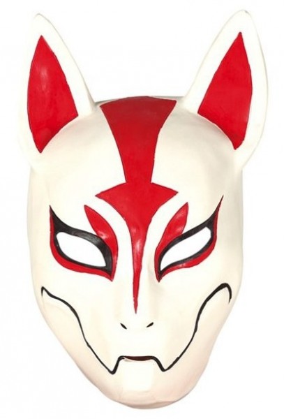 Máscara de zorro rojo y blanco