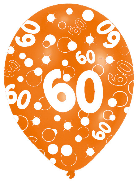 6 balloner bobler 60 års fødselsdag farverig 27,5 cm 4