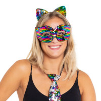 Aperçu: Masque pour les yeux Rainbow Party à paillettes réversibles