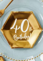 6 Glossy 40th Birthday plates 20x17cm