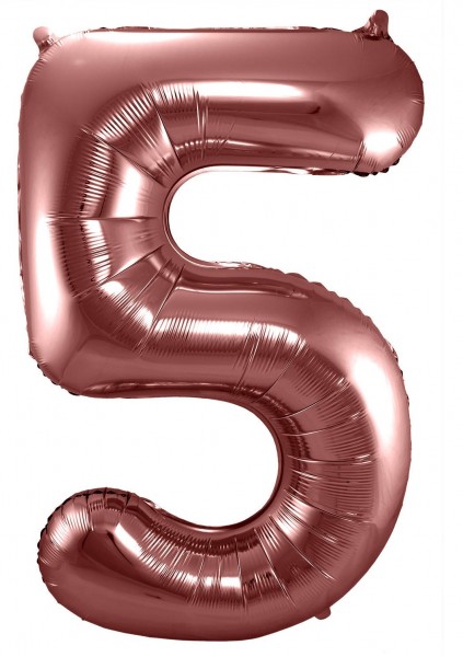 Roségoldene metallic Zahl 5 Ballon 86cm