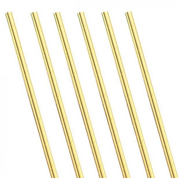 24 golden paper drinking straws