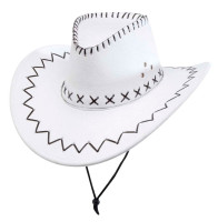 Biały kapelusz kowbojski z przeszyciami