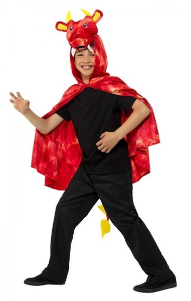 Rode draak hoofd cape voor kinderen 3