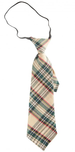Party tie in beige-green checked pattern