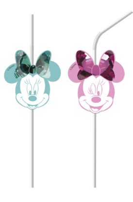 6 jewels Minnie Mouse straws 24cm