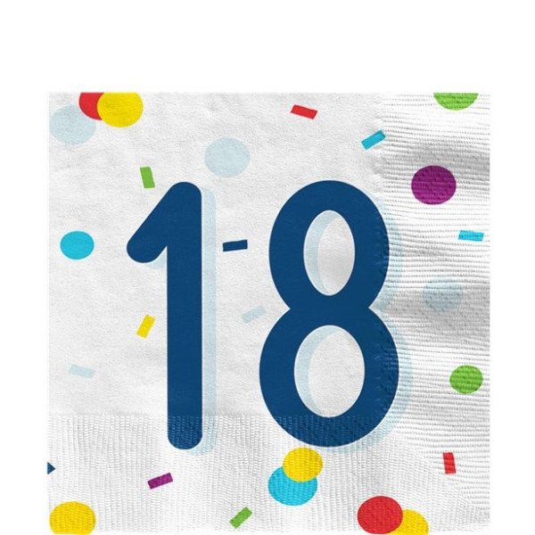 20 serviettes de table confettis 18e anniversaire