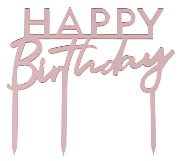 Cake topper Happy Birthday rosa 11 x 12 cm
