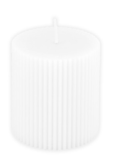 Pillar Candle Fluted White 7 x 7.5cm