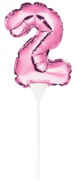 Różowy numer 2 balonowa dekoracja tortowa 13 cm!