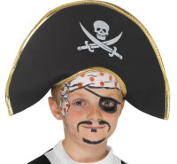 Cappello da pirata per bambini con bordo dorato