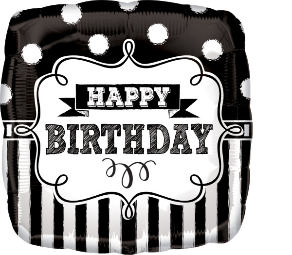 Black & White Birthday Folienballon 45cm