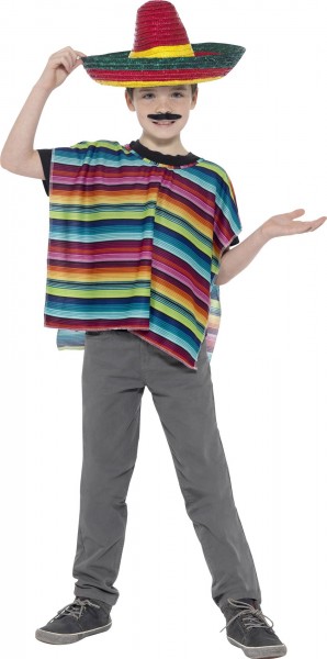Mexican poncho and sombrero for children 2