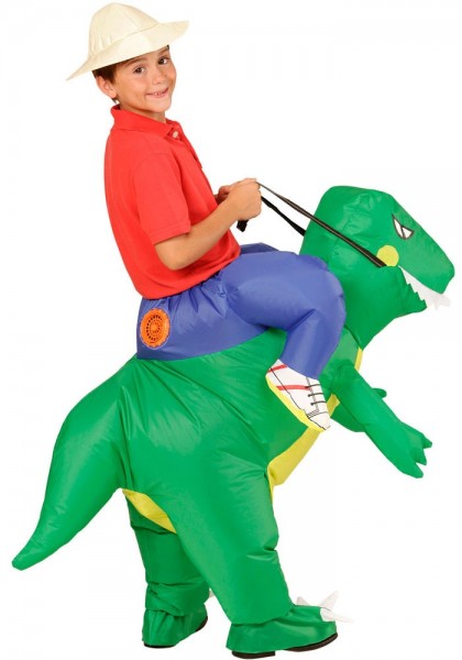 Oppustelig dinosaur rytter kostume til børn 3