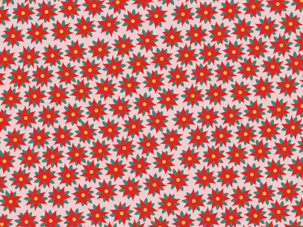 Julstjärna Blommor Omslagspapper 2m x 70cm